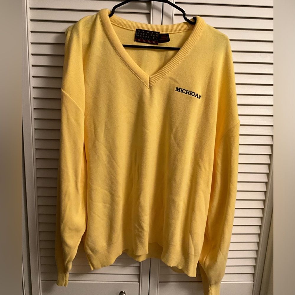 Yellow Michigan V Neck Sweater - XXL